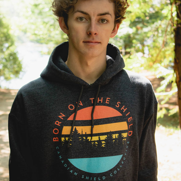 BORN ON THE SHIELD - UNISEX HOODIE - SUNSET LOGO (multiple colours)