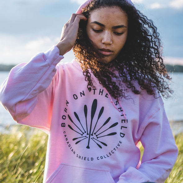 BORN ON THE SHIELD - UNISEX HOODIE - PADDLE MAPLE LEAF LOGO (multiple colours)