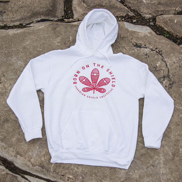 BORN ON THE SHIELD - UNISEX HOODIE - RED SNOWSHOE MAPLE LEAF (multiple colours)