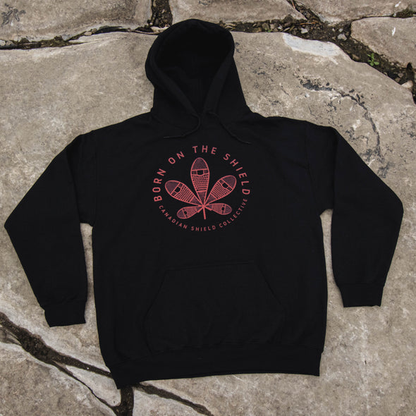 BORN ON THE SHIELD - UNISEX HOODIE - RED SNOWSHOE MAPLE LEAF (multiple colours)