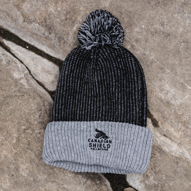 CANADIAN SHIELD COLLECTIVE - POM-POM TOQUE (black & grey)