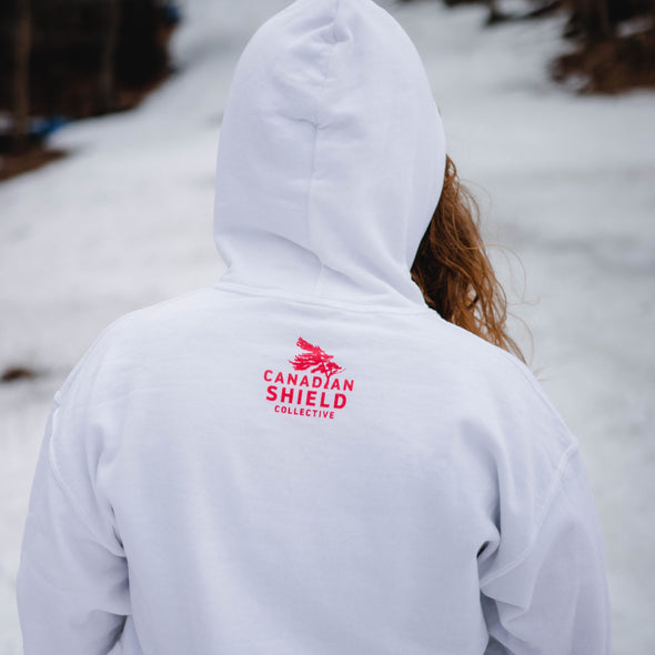 BORN ON THE SHIELD - UNISEX HOODIE - RED SNOWSHOE MAPLE LEAF (multiple colours)