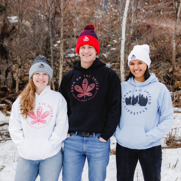 CANADIAN SHIELD COLLECTIVE - POM-POM TOQUE (black & grey)