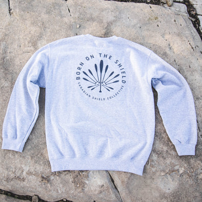 BORN ON THE SHIELD  UNISEX SWEATSHIRT  PADDLE MAPLE LEAF (Logo on back, multiple colours) *CUSTOMIZABLE*