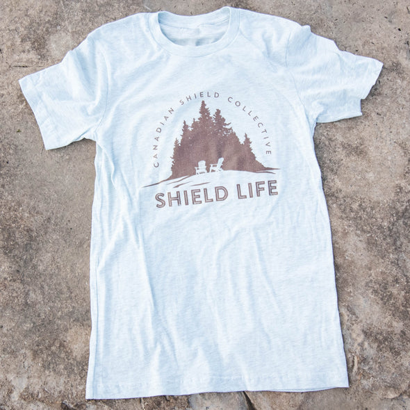 SHIELD LIFE - MUSKOKA CHAIRS Brown Logo (Unisex tee - multiple colours)