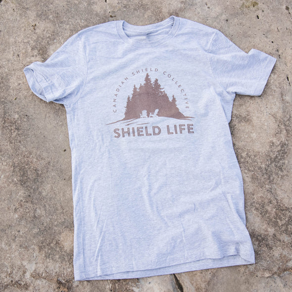 SHIELD LIFE  - MUSKOKA CHAIRS Brown logo (Unisex tee - multiple colours)  *CUSTOMIZABLE*