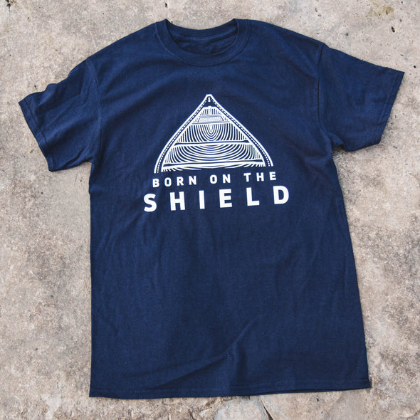 BORN ON THE SHIELD - CANOE (unisex cotton tee - navy, grey, black) *CUSTOMIZABLE*