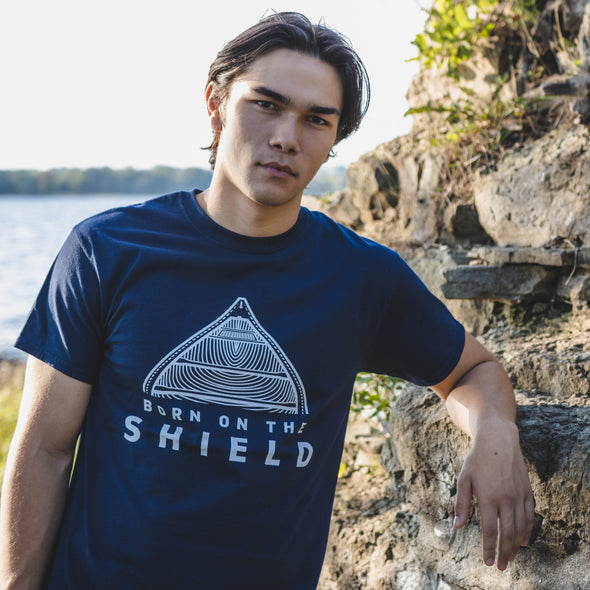 BORN ON THE SHIELD - CANOE (unisex cotton tee - navy, grey, black)