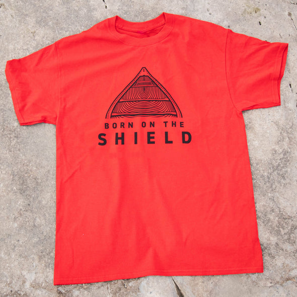 BORN ON THE SHIELD - CANOE (Unisex cotton tee - red, grey, white)