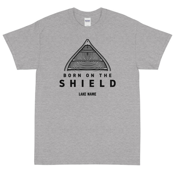 BORN ON THE SHIELD - CANOE (Unisex cotton tee - red, grey, white)  *CUSTOMIZABLE*