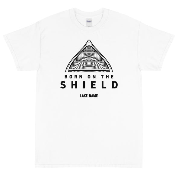 BORN ON THE SHIELD - CANOE (Unisex cotton tee - red, grey, white)  *CUSTOMIZABLE*