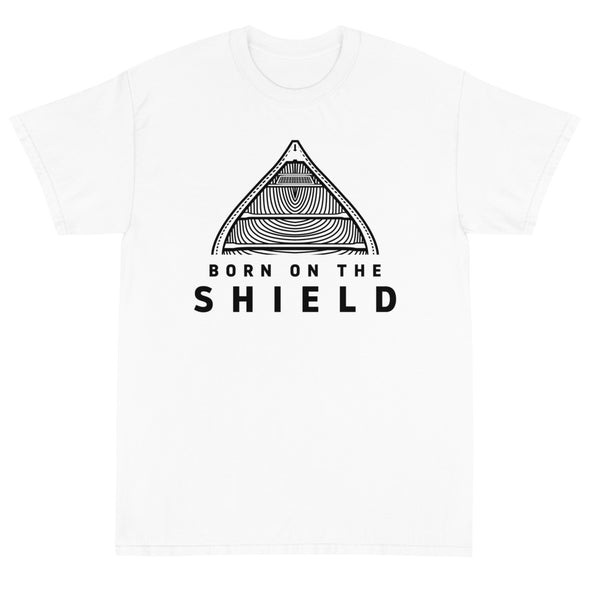 BORN ON THE SHIELD - CANOE (Unisex cotton tee - red, grey, white)