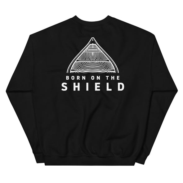 BORN ON THE SHIELD UNISEX SWEATSHIRT  CANOE  - (Logo on the back, multiple colours)