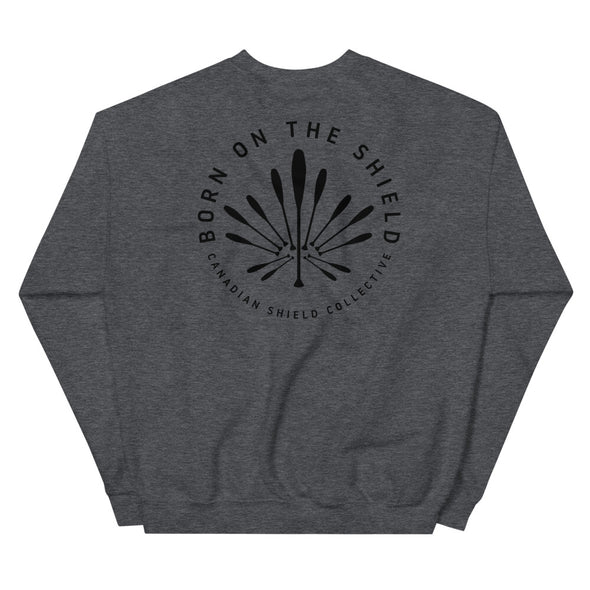 BORN ON THE SHIELD  UNISEX SWEATSHIRT  PADDLE MAPLE LEAF (Logo on back, multiple colours)