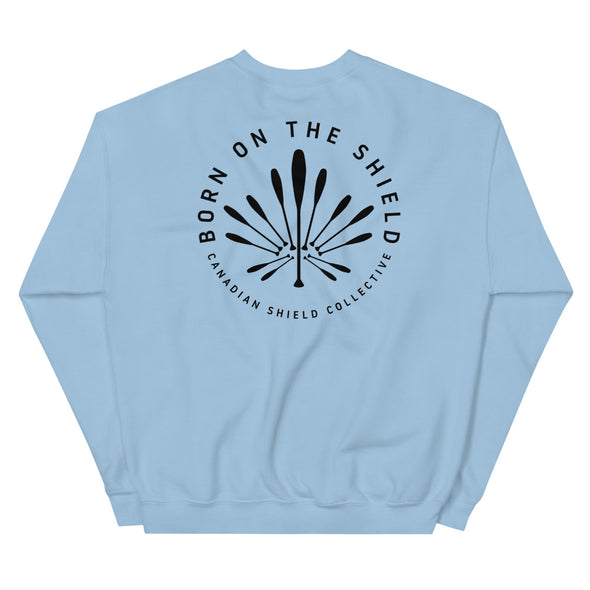 BORN ON THE SHIELD  UNISEX SWEATSHIRT  PADDLE MAPLE LEAF (Logo on back, multiple colours)