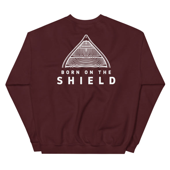 BORN ON THE SHIELD UNISEX SWEATSHIRT  CANOE  - (Logo on the back, multiple colours)