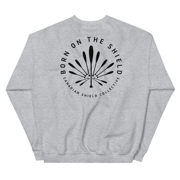 BORN ON THE SHIELD  UNISEX SWEATSHIRT  PADDLE MAPLE LEAF (Logo on back, multiple colours)