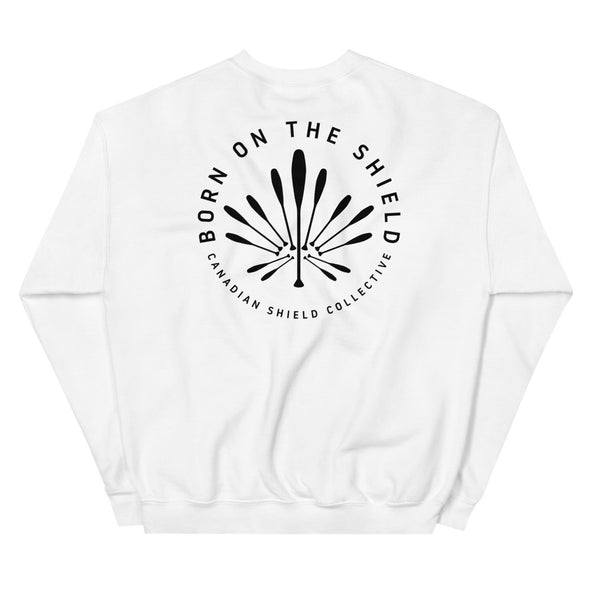 BORN ON THE SHIELD  UNISEX SWEATSHIRT  PADDLE MAPLE LEAF (Logo on back, multiple colours)