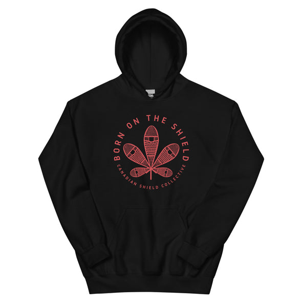 BORN ON THE SHIELD - UNISEX HOODIE - RED SNOWSHOE MAPLE LEAF (multiple colours)