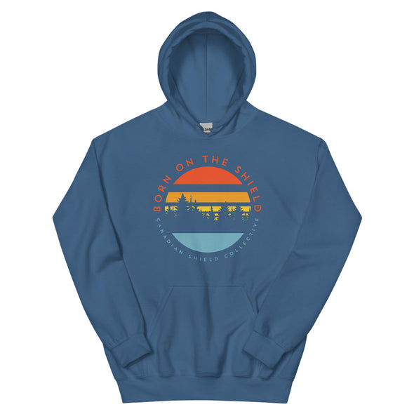 BORN ON THE SHIELD - UNISEX HOODIE - SUNSET LOGO (multiple colours)