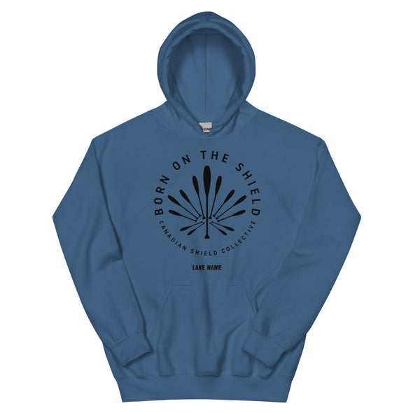 BORN ON THE SHIELD - UNISEX HOODIE - PADDLE MAPLE LEAF LOGO (multiple colours) *CUSTOMIZABLE*