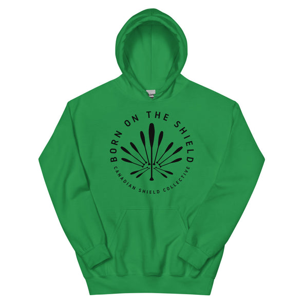 BORN ON THE SHIELD - UNISEX HOODIE - PADDLE MAPLE LEAF LOGO (multiple colours)