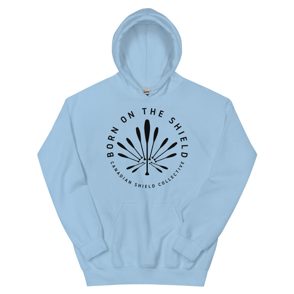 BORN ON THE SHIELD - UNISEX HOODIE - PADDLE MAPLE LEAF LOGO (multiple colours)