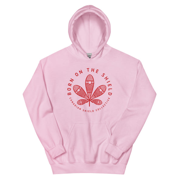 BORN ON THE SHIELD - UNISEX HOODIE - RED SNOWSHOE MAPLE LEAF (multiple colours)