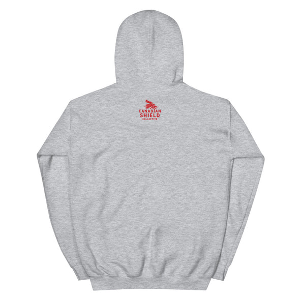 BORN ON THE SHIELD - UNISEX HOODIE - RED SNOWSHOE MAPLE LEAF (multiple colours)