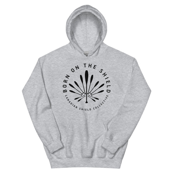 BORN ON THE SHIELD - UNISEX HOODIE - PADDLE MAPLE LEAF LOGO (multiple colours)