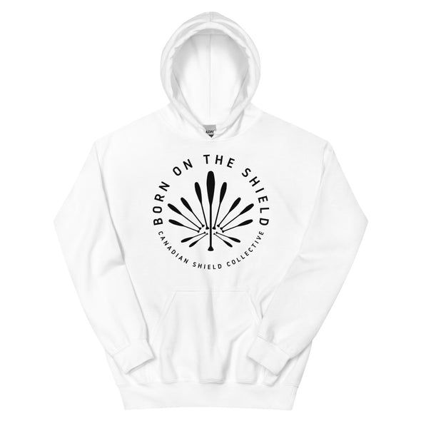 BORN ON THE SHIELD - UNISEX HOODIE - PADDLE MAPLE LEAF LOGO (multiple colours)