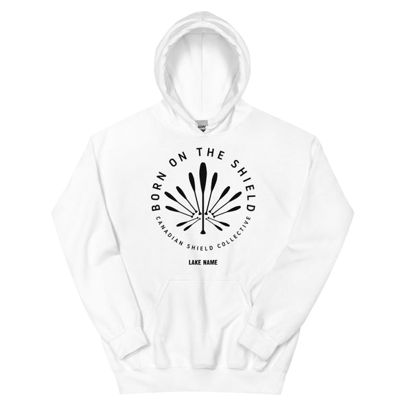 BORN ON THE SHIELD - UNISEX HOODIE - PADDLE MAPLE LEAF LOGO (multiple colours) *CUSTOMIZABLE*