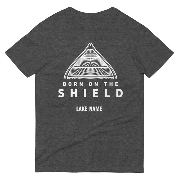 BORN ON THE SHIELD - CANOE (unisex cotton tee - navy, grey, black) *CUSTOMIZABLE*