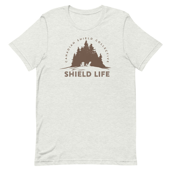 SHIELD LIFE - MUSKOKA CHAIRS Brown Logo (Unisex tee - multiple colours)