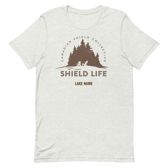 SHIELD LIFE  - MUSKOKA CHAIRS Brown logo (Unisex tee - multiple colours)  *CUSTOMIZABLE*