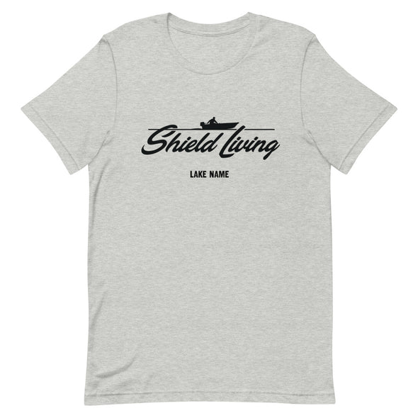 SHIELD LIVING - MOTOR BOAT BLACK (Unisex tee - multiple colours)   *CUSTOMIZABLE*