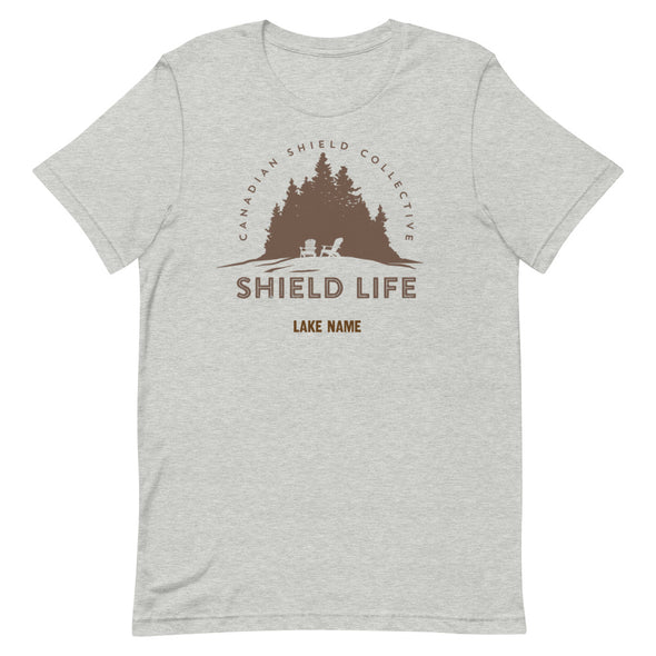 SHIELD LIFE  - MUSKOKA CHAIRS Brown logo (Unisex tee - multiple colours)  *CUSTOMIZABLE*