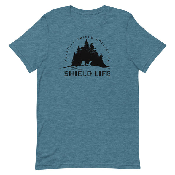 SHIELD LIFE - MUSKOKA CHAIRS Black Logo (Unisex tee - multiple colours)