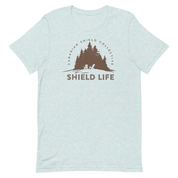 SHIELD LIFE - MUSKOKA CHAIRS Brown Logo (Unisex tee - multiple colours)