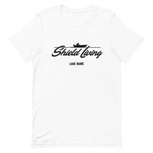 SHIELD LIVING - MOTOR BOAT BLACK (Unisex tee - multiple colours)   *CUSTOMIZABLE*